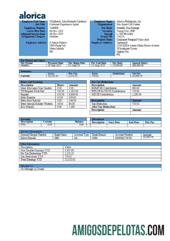 Imprimível Modelo de recibo de pagamento da Alorica Filipinas em formatos Word e PDF.pdf, 3
